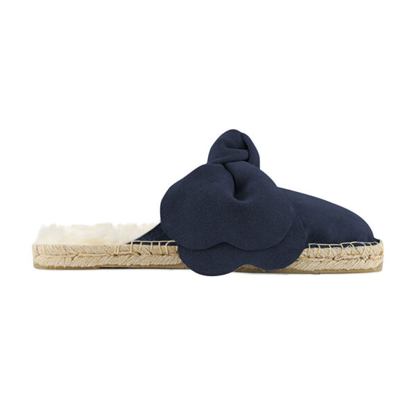 Faux Fur Navy Blue Slippers