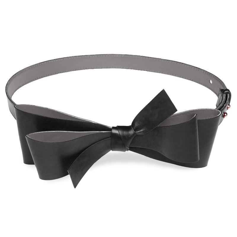 M-ishka Leather Bow Belt Black/Grey
